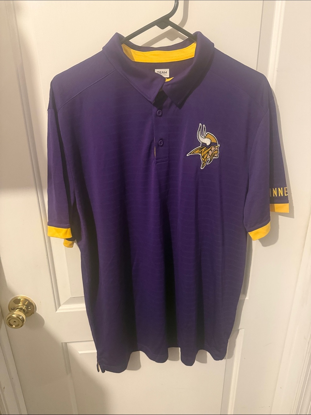 Minnesota Vikings Men's Purple Polo with Yellow Trim - NFL Team Apparel